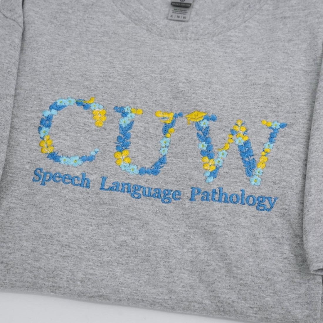 Floral Letter Custom Embroidered T-Shirt - University College Design - Student Gift