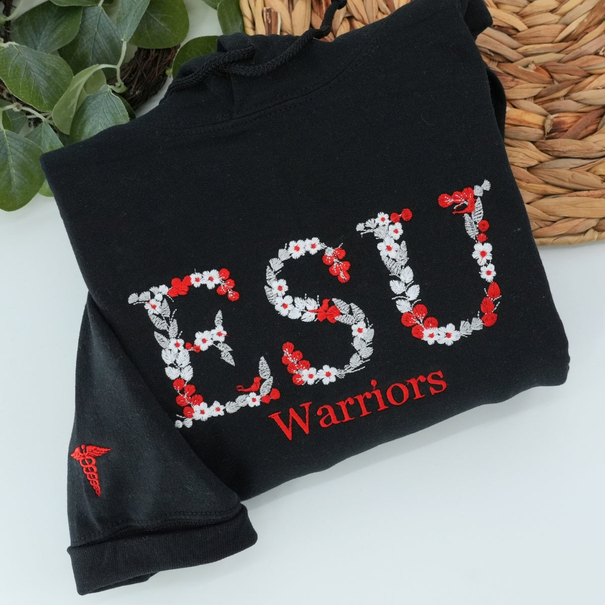 Floral Custom Embroidered Hoodie - University College Sweatshirt - Graduate Student Gift