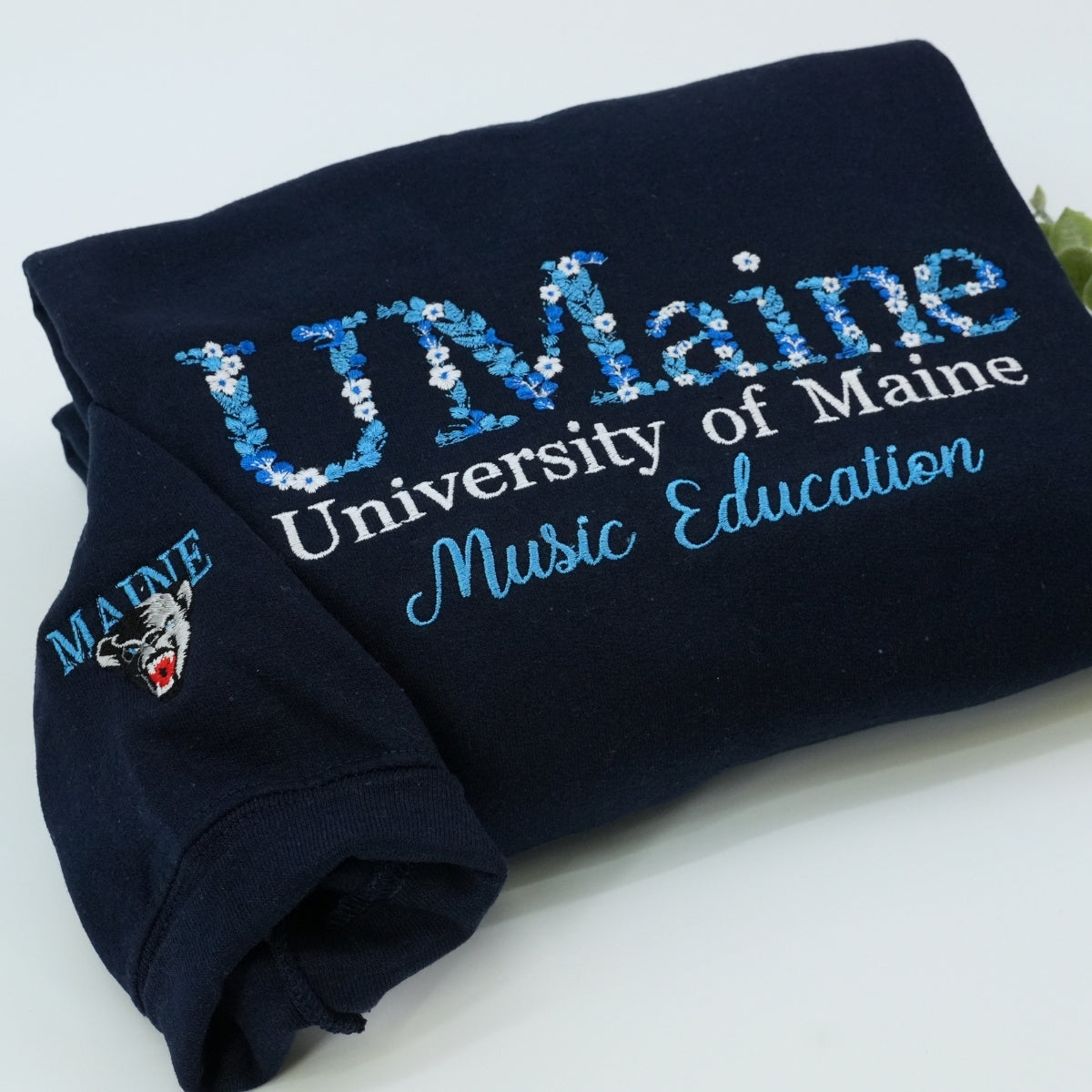 Floral Custom Embroidered Hoodie - University College Sweatshirt - Graduate Student Gift