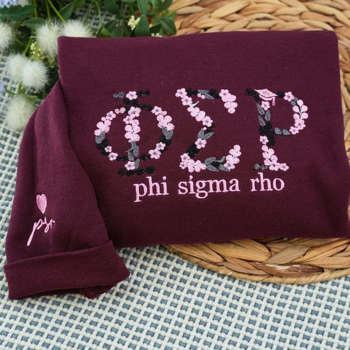 Floral Custom Embroidered Hoodie - University Student Gift - College Graduation Gift