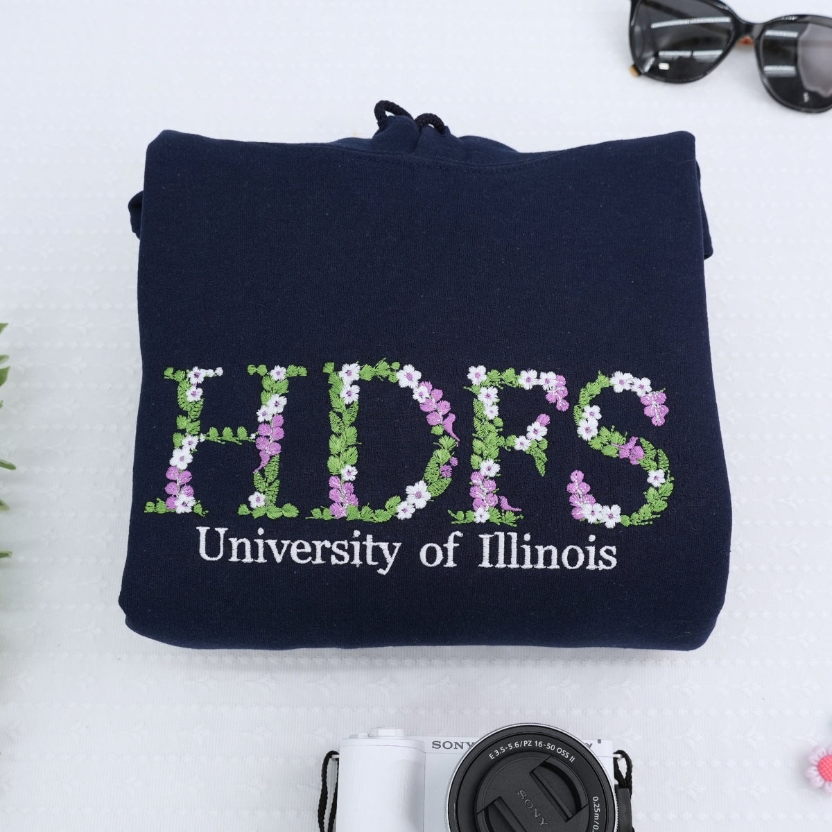 Floral Letter Custom Embroidered College Hoodie - Personalized Graduation Gift for Students