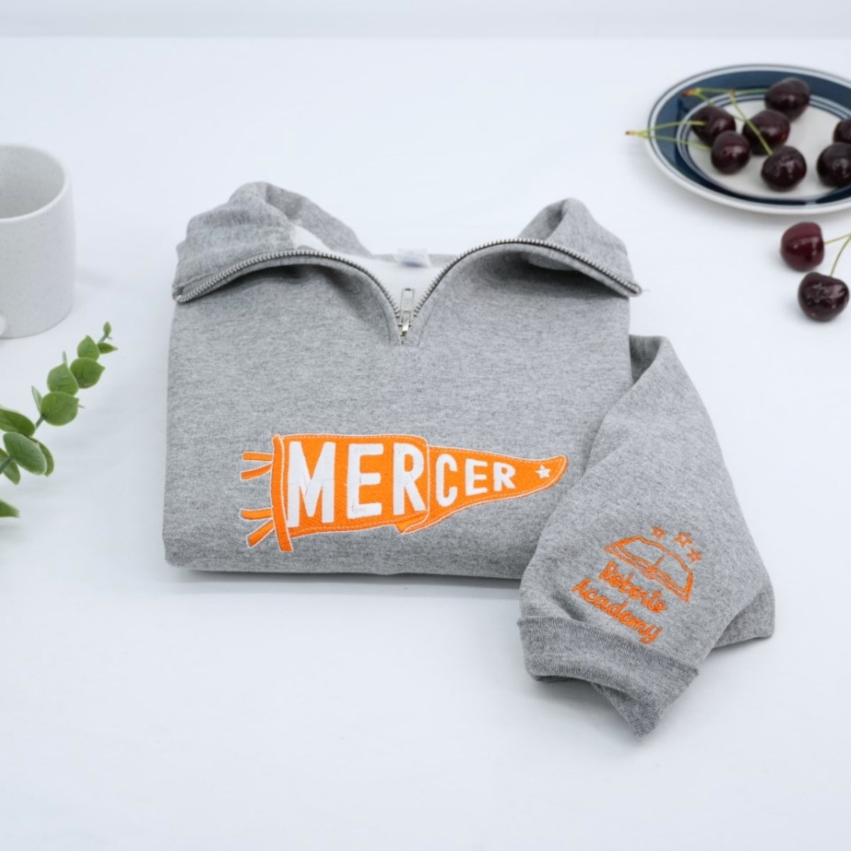 College Embroidered Quarter Zip Sweatshirt - Custom University Alumni Gift - Personalized School App