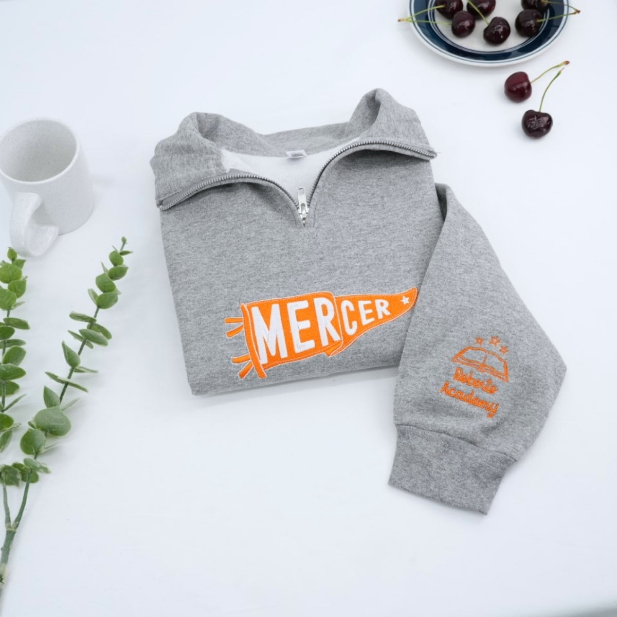 College Embroidered Quarter Zip Sweatshirt - Custom University Alumni Gift - Personalized School App
