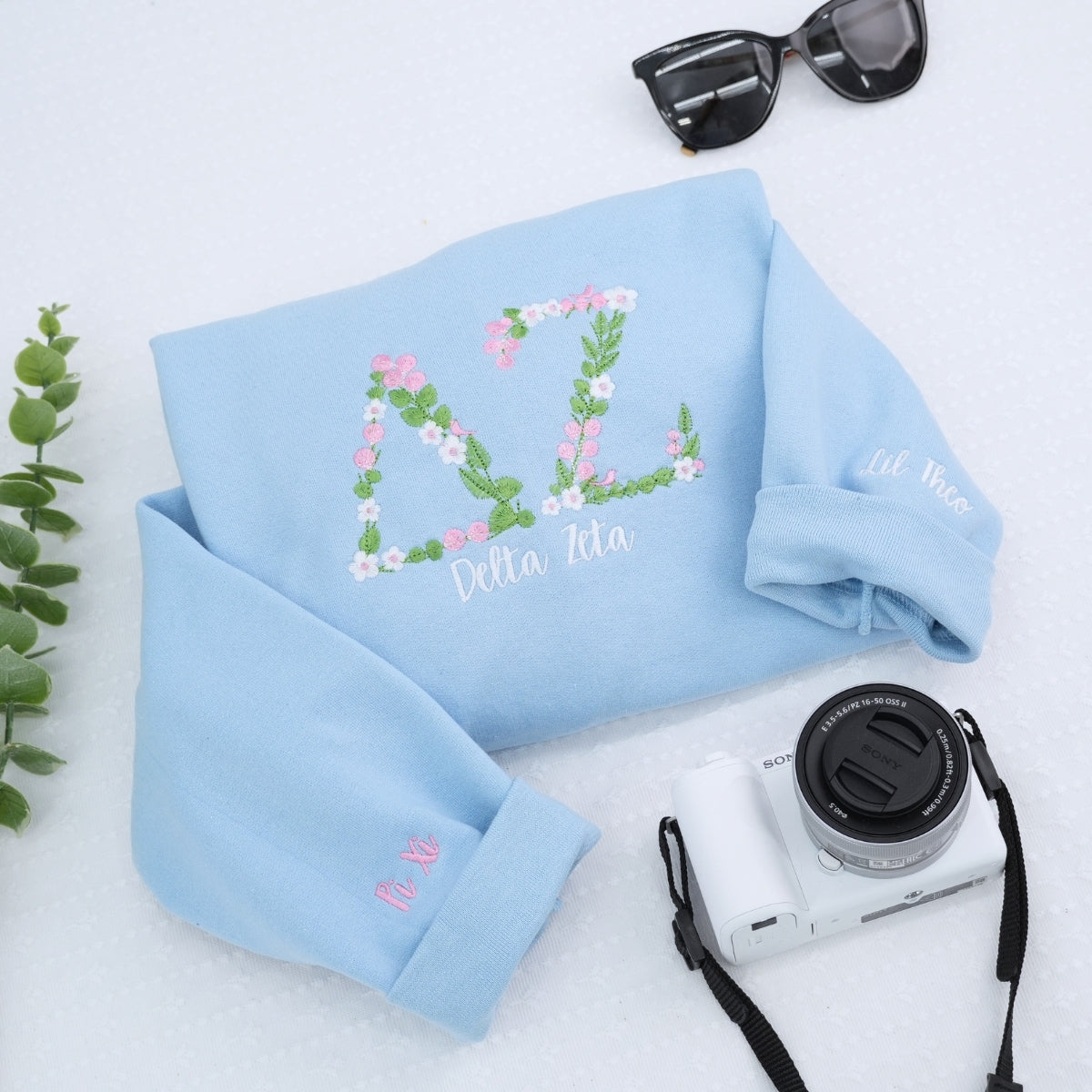 Floral Design Custom Embroidered College Hoodie - University Spirit Sweatshirt - Personalized Campus