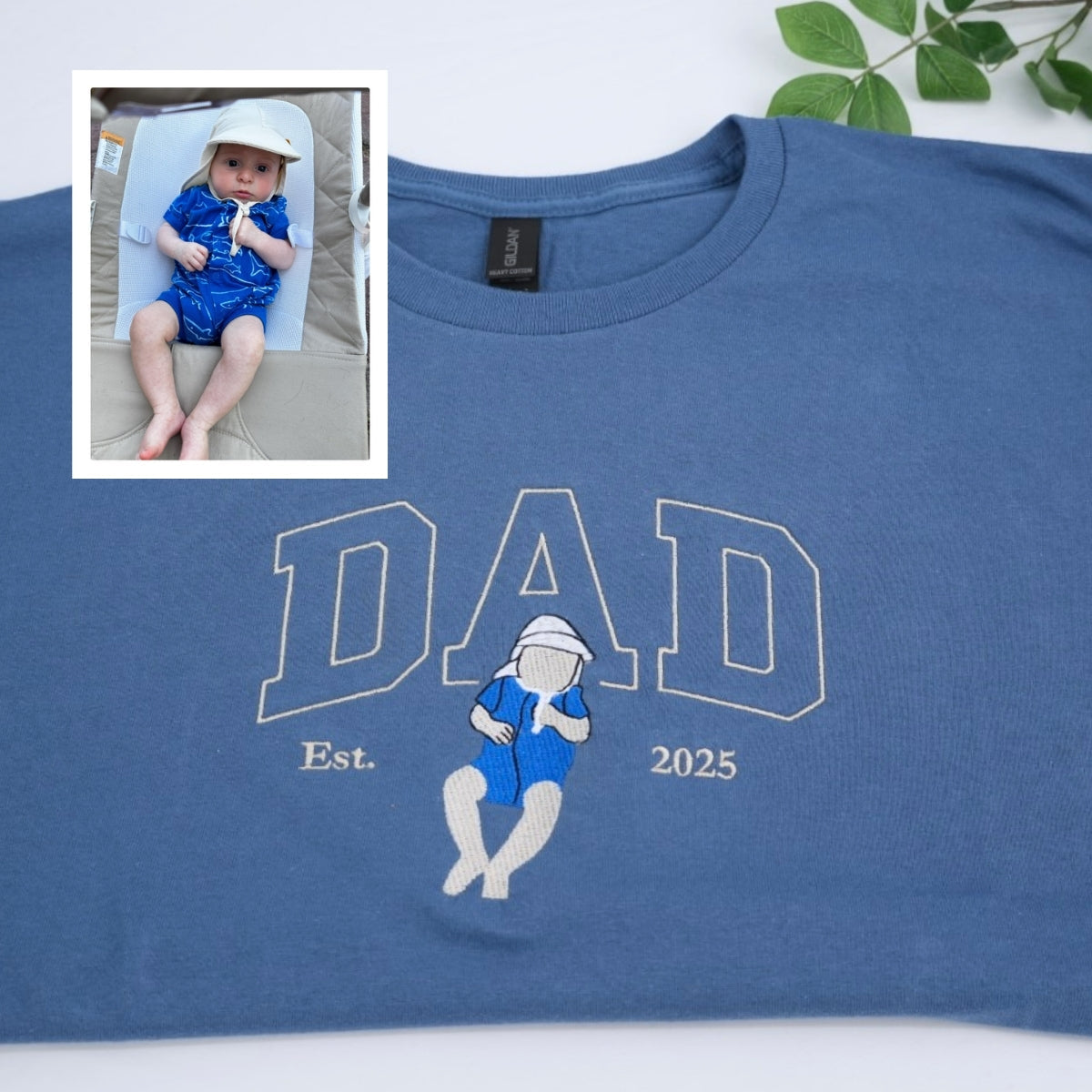 Varsity Dad Custom Embroidered T-Shirt - Personalized Father & Child Matching Shirt - New Dad Gift