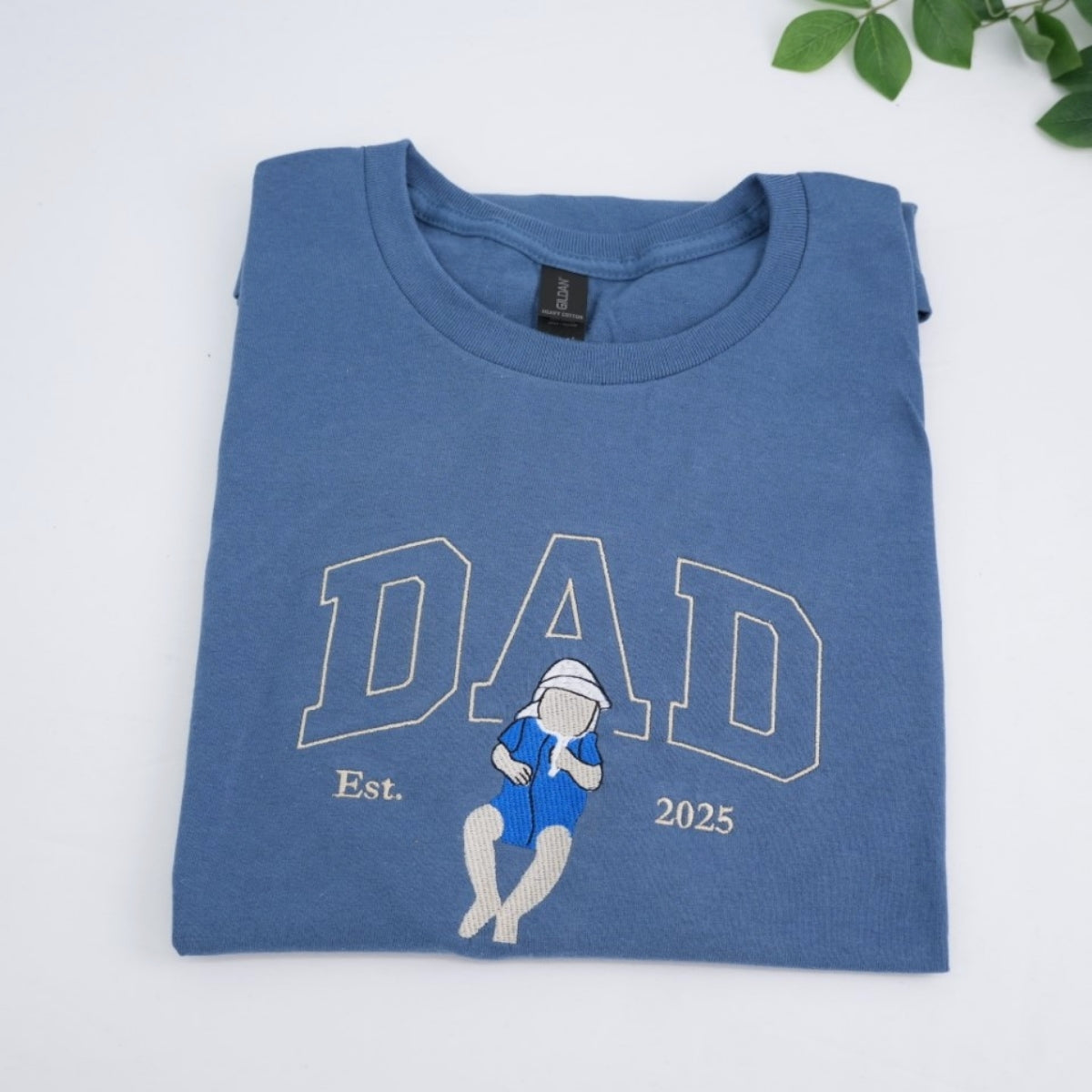 Varsity Dad Custom Embroidered T-Shirt - Personalized Father & Child Matching Shirt - New Dad Gift