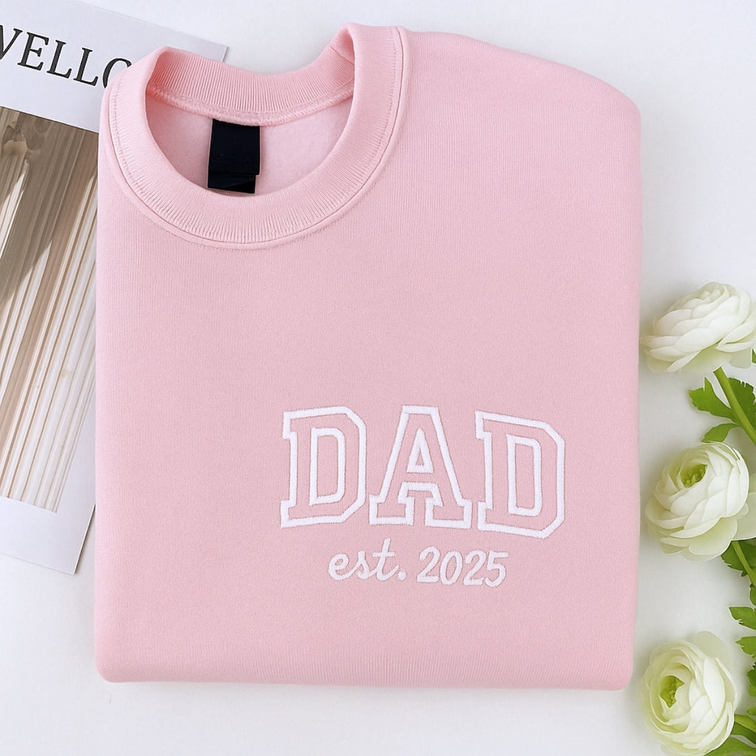 Varsity Dad EST. Custom Embroidered Sweatshirt - Personalized Father's Day Gift - New Dad Apparel