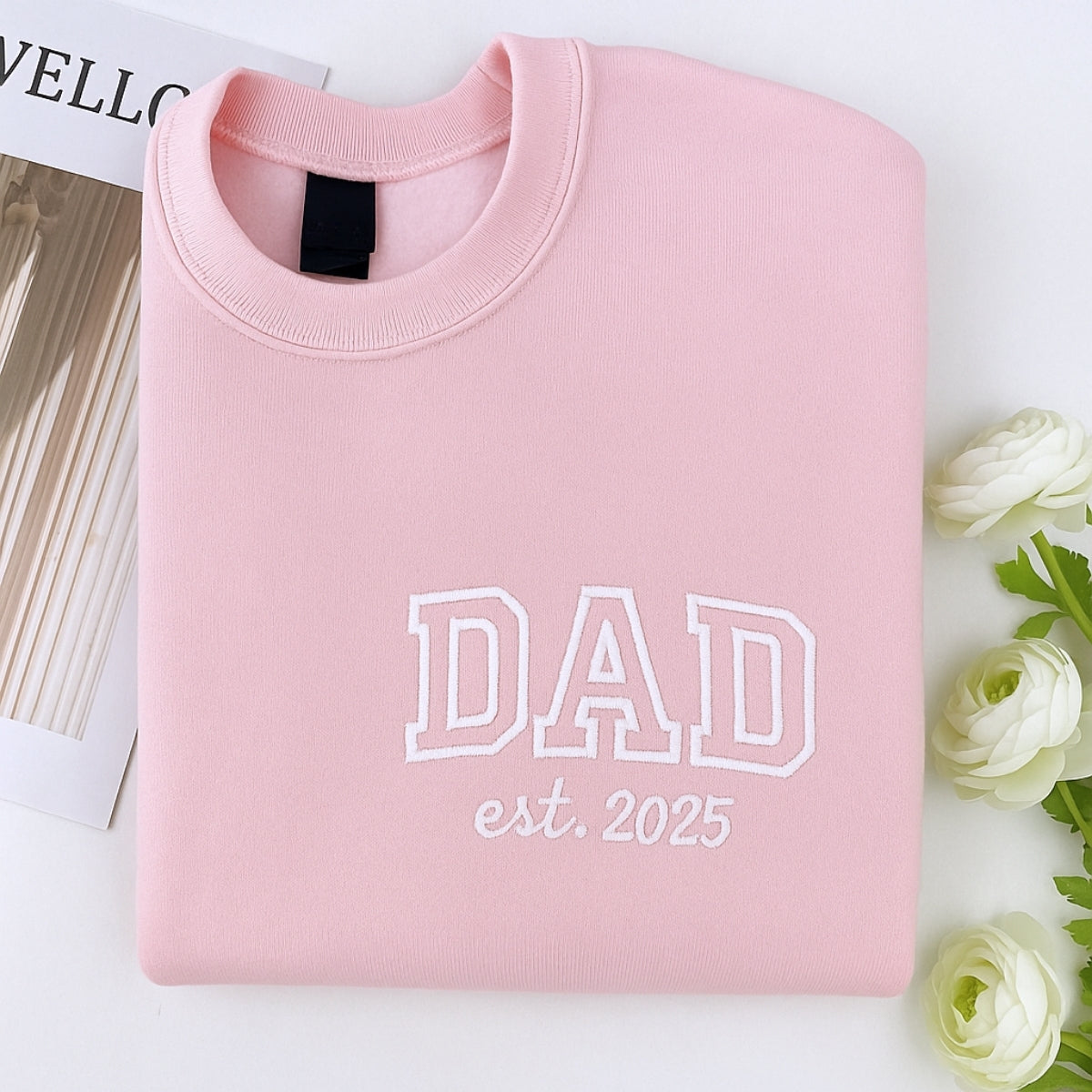 Varsity Dad EST. Custom Embroidered Sweatshirt - Personalized Father's Day Gift - New Dad Apparel