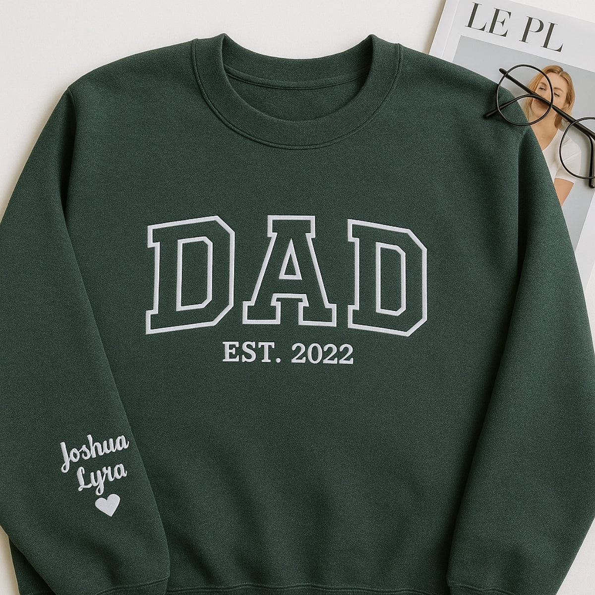 Varsity Dad EST. Custom Embroidered Sweatshirt - Personalized Father's Day Gift - New Dad Apparel