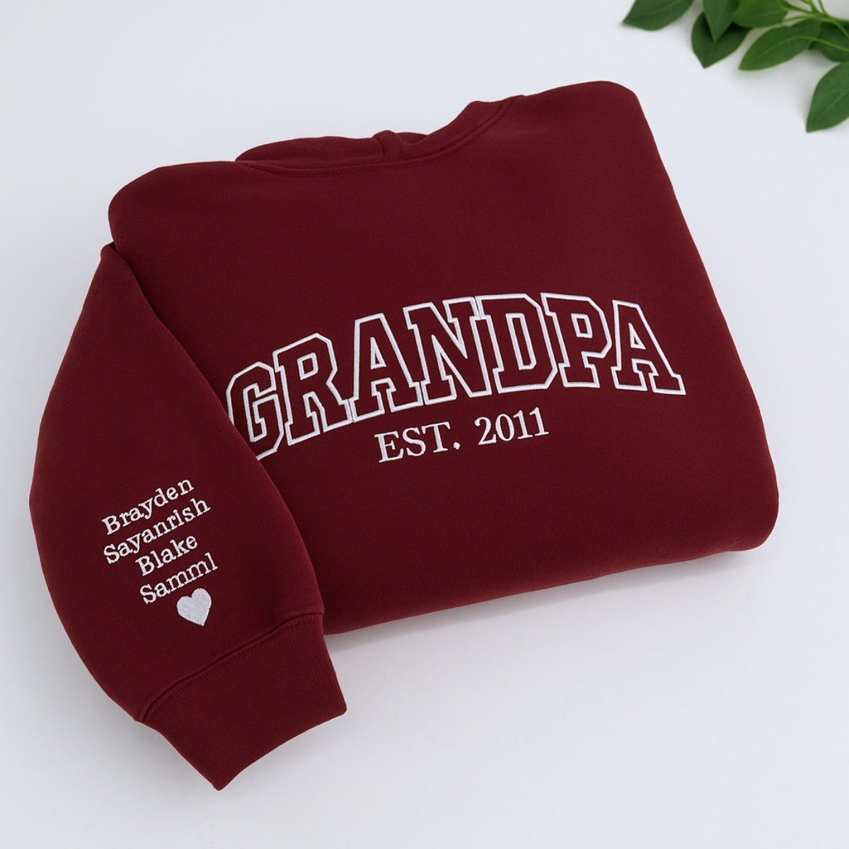 Varsity Grandpa Custom Embroidered Hoodie - Personalized Grandchildren Names - Perfect Grandpa Gift