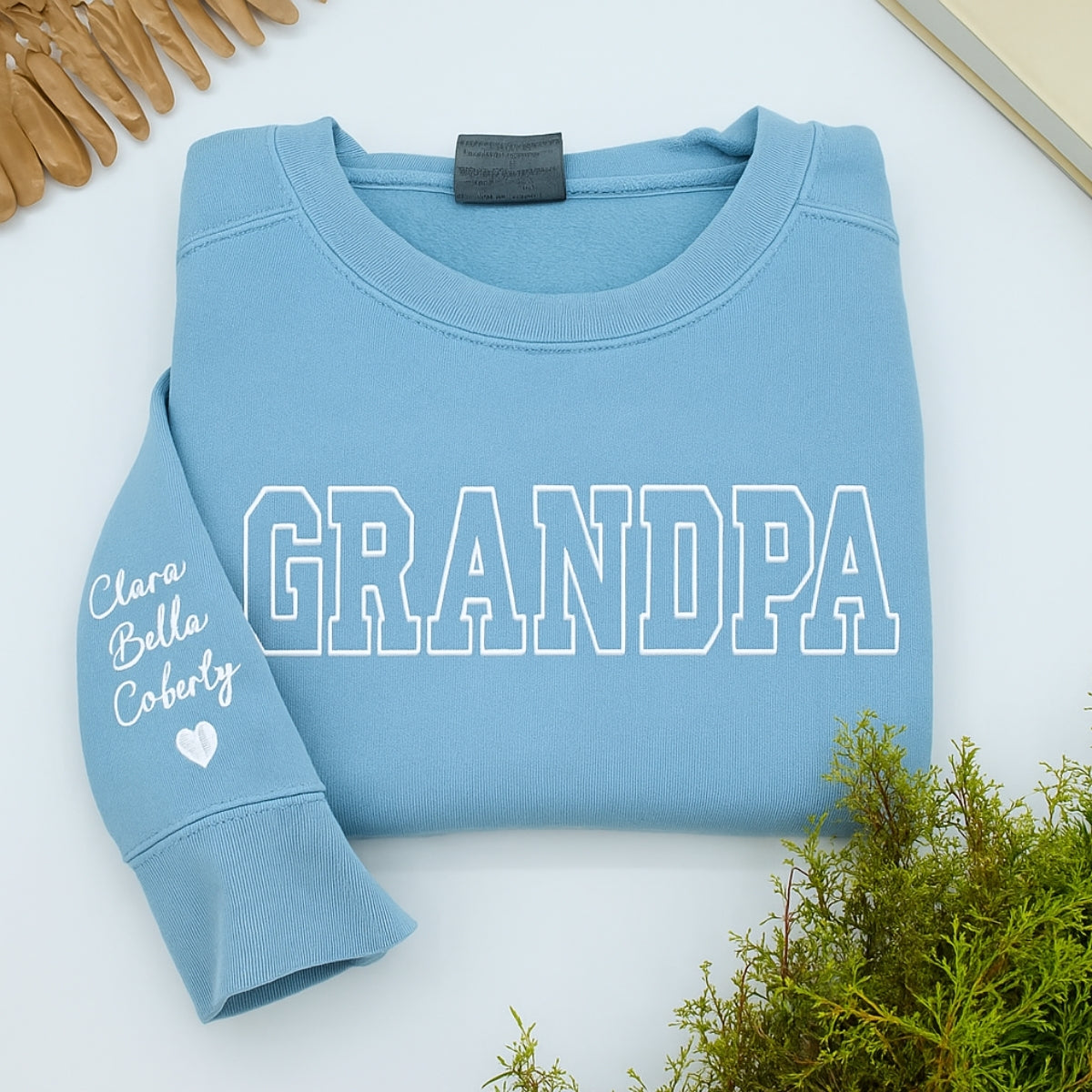 Varsity Grandpa Custom Embroidered Hoodie - Personalized Grandchildren Names - Perfect Grandpa Gift