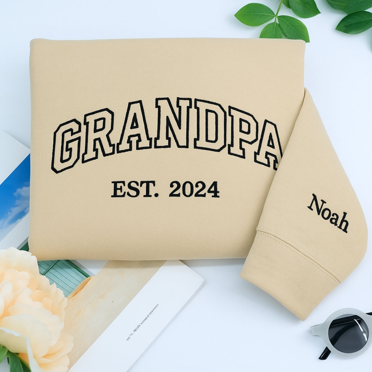 Varsity Grandpa Custom Embroidered Hoodie - Personalized Grandchildren Names - Perfect Grandpa Gift