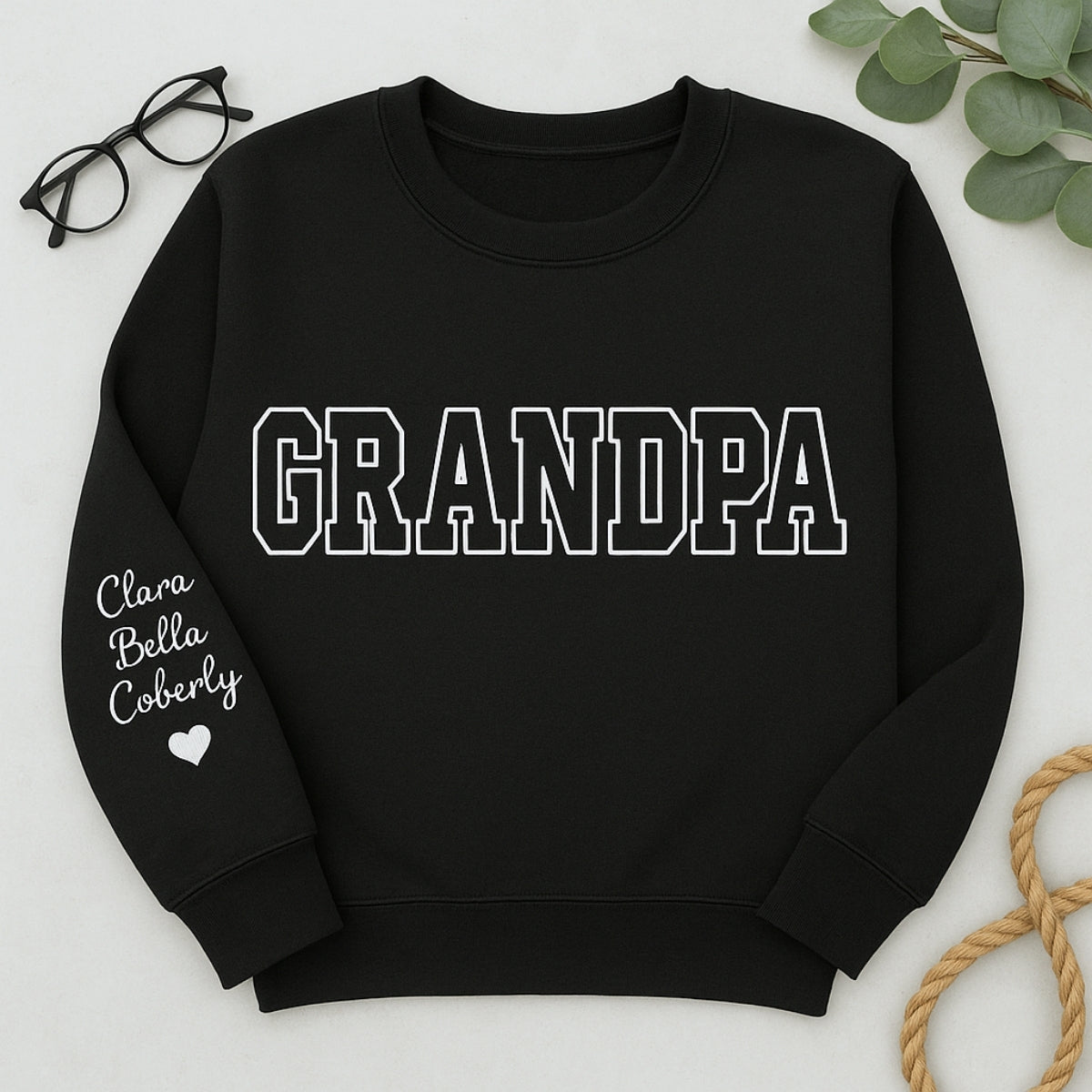 Varsity Grandpa Custom Embroidered Hoodie - Personalized Grandchildren Names - Perfect Grandpa Gift