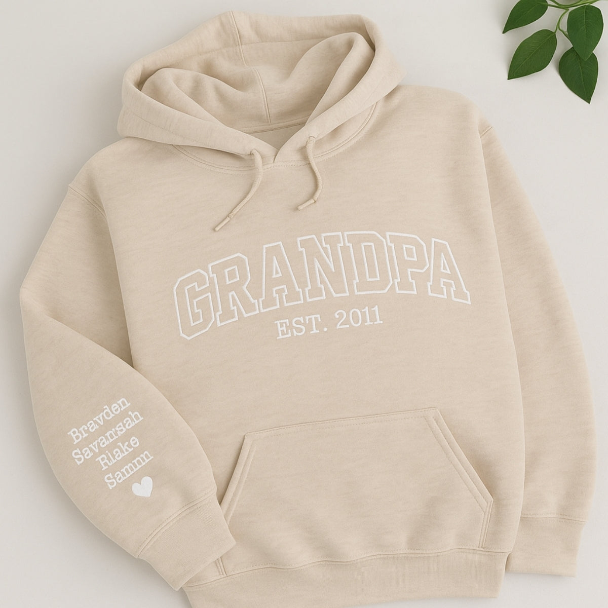 Varsity Grandpa Custom Embroidered Hoodie - Personalized Grandchildren Names - Perfect Grandpa Gift