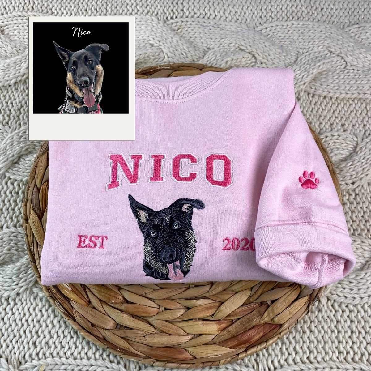 Custom Dog Face Embroidered Hoodie - Varsity Pet Portrait Sweatshirt - Personalized Gift for Dog Lov