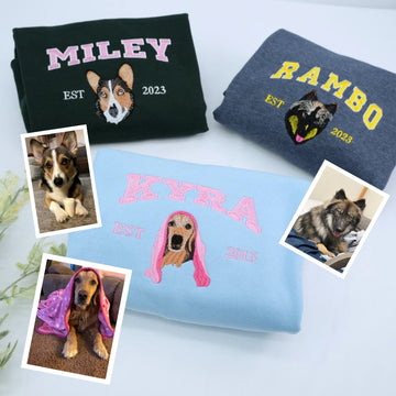 Custom Dog Name Embroidered Hoodie - University Style Pet Sweatshirt - Personalized College Pet Gift