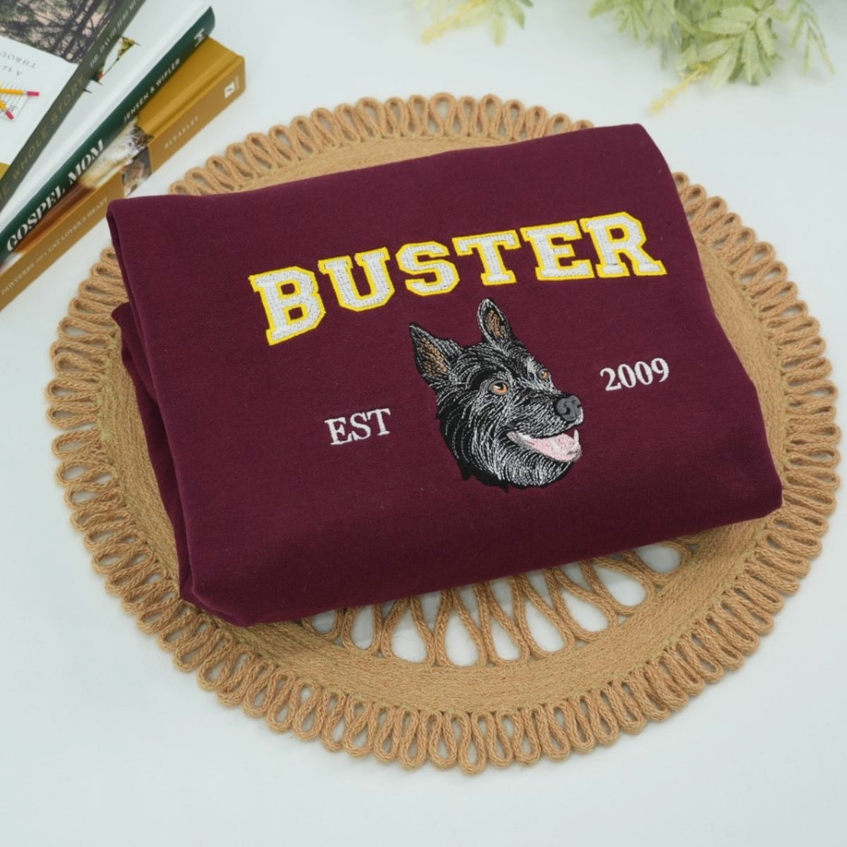 Custom Dog Name Embroidered Hoodie - University Style Pet Sweatshirt - Personalized College Pet Gift