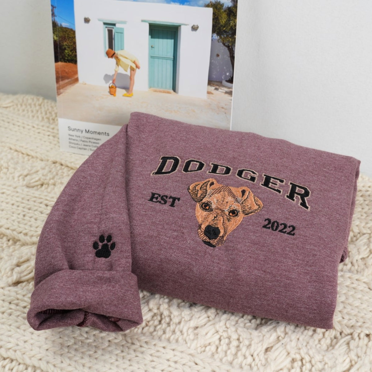 Custom Dog Name Embroidered Hoodie - University Style Pet Sweatshirt - Personalized College Pet Gift