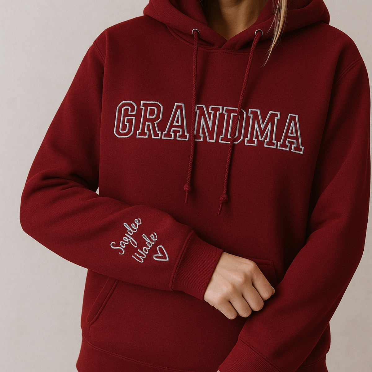 Varsity Grandma Sweatshirt - Personalised Grandchildren Names Embroidered - Custom Grandma Gift