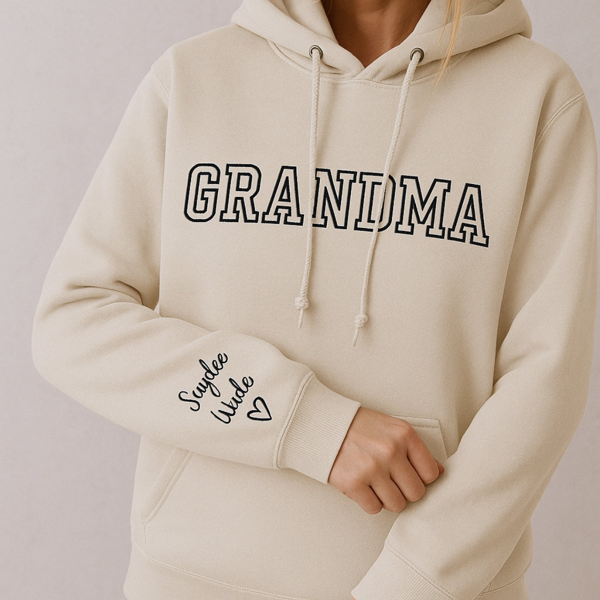 Varsity Grandma Sweatshirt - Personalised Grandchildren Names Embroidered - Custom Grandma Gift