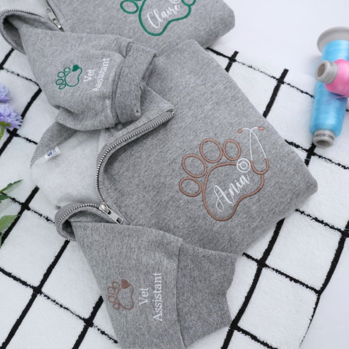 Vet Tech Custom Embroidered Quarter Zip - Veterinary Technician Sweatshirt - Personalized Vet Tech G