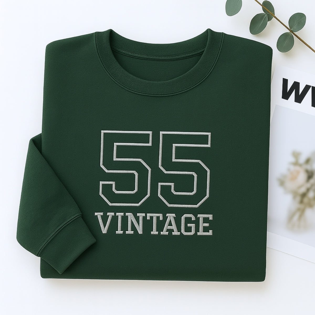 Vintage 1955 Custom Embroidered Hoodie - Retro Sweatshirt - Personalized 70th Birthday Gift