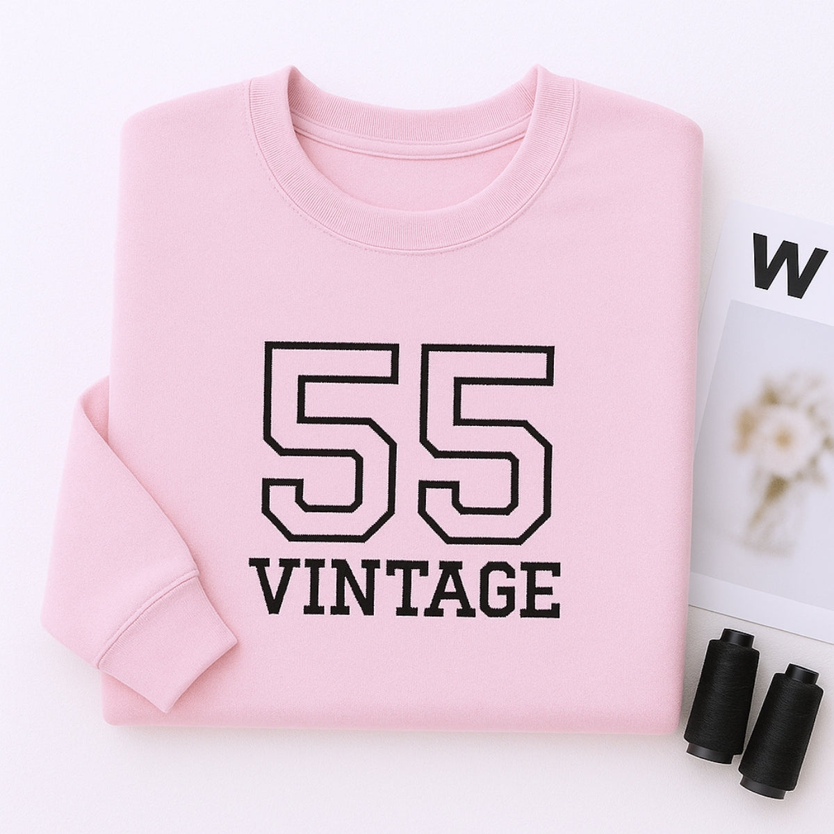 Vintage 1955 Custom Embroidered Hoodie - Retro Sweatshirt - Personalized 70th Birthday Gift