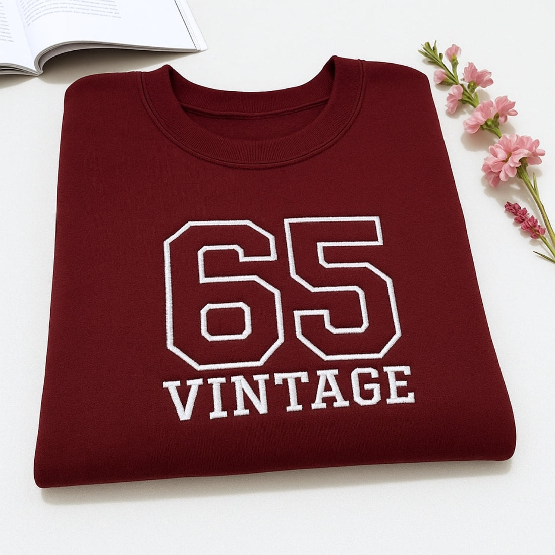 Vintage 1965 Custom Embroidered Hoodie - Retro Sweatshirt - Personalized 60th Birthday Gift