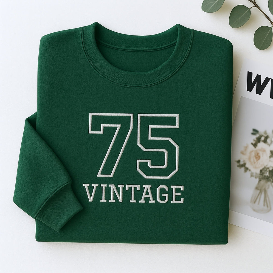 Vintage 1975 Custom Embroidered Hoodie - Retro Sweatshirt - Personalized 50th Birthday Gift