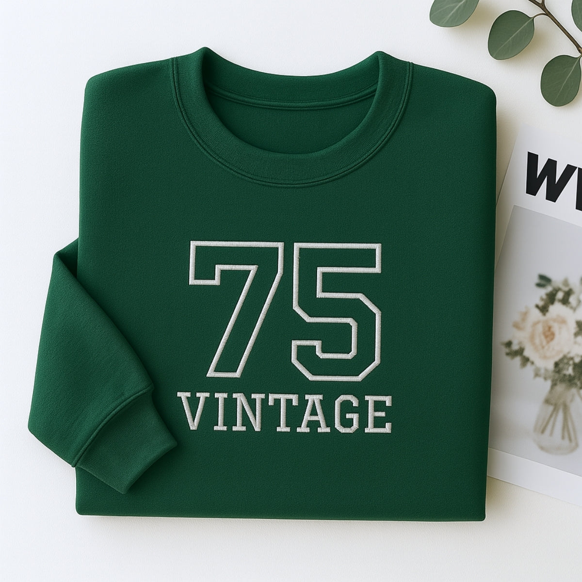 Vintage 1975 Custom Embroidered Hoodie - Retro Sweatshirt - Personalized 50th Birthday Gift