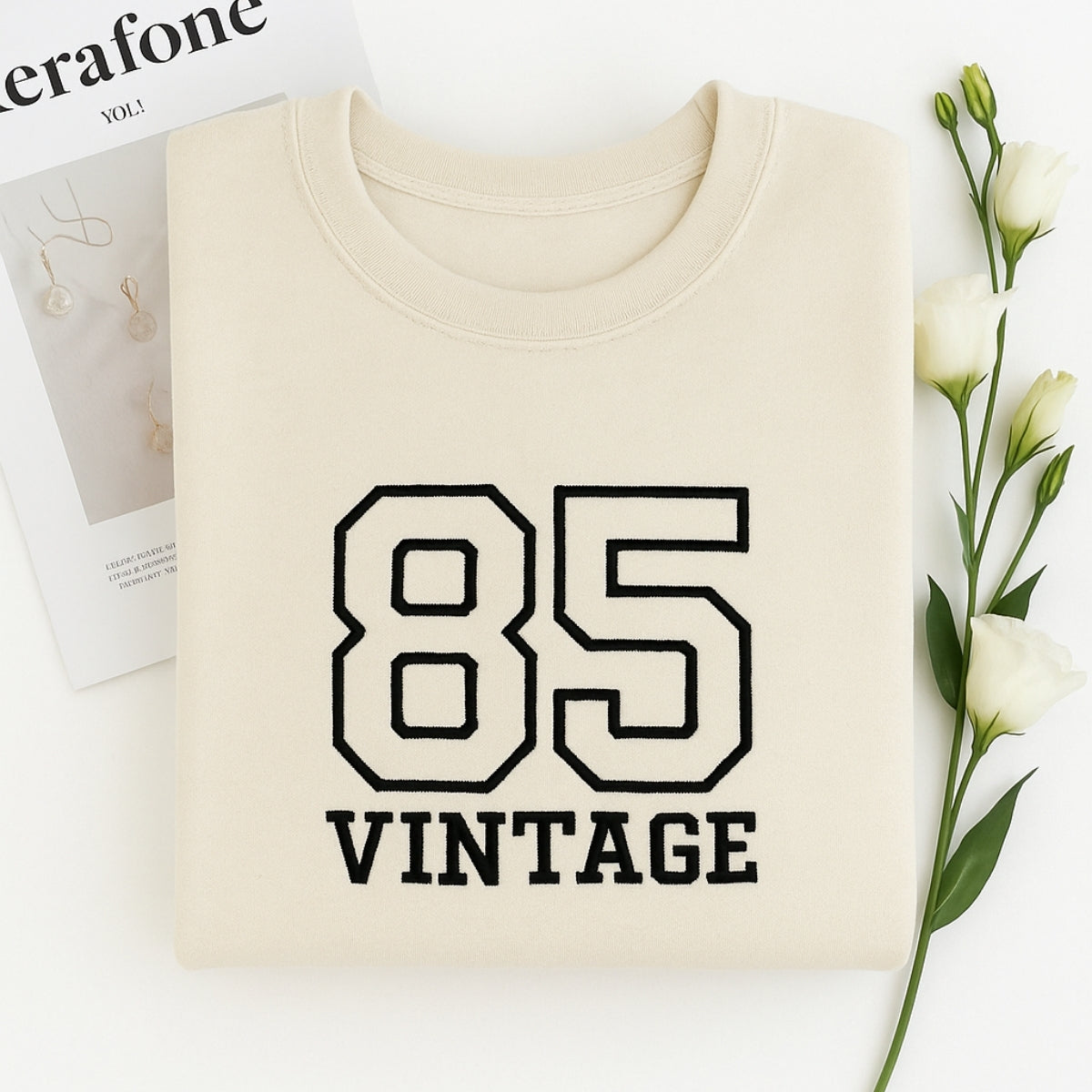Vintage 1985 Custom Embroidered Hoodie - Retro Sweatshirt - Personalized 40th Birthday Gift