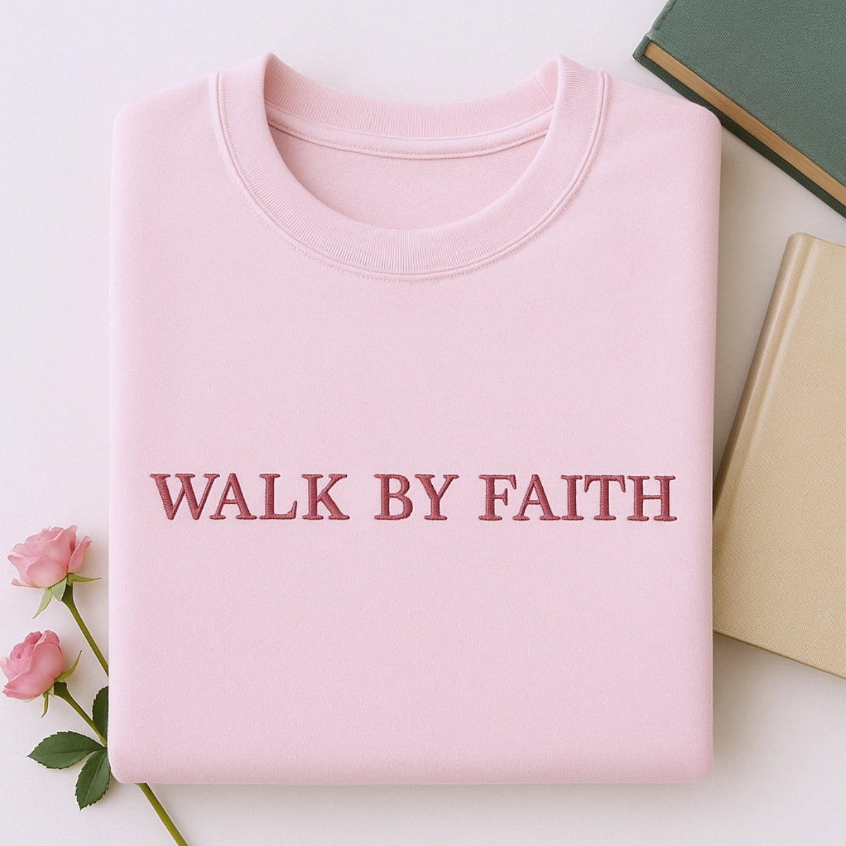 Walk By Faith Custom Embroidered Sweatshirt - Christian Biblical Apparel - Personalized Religious Gi