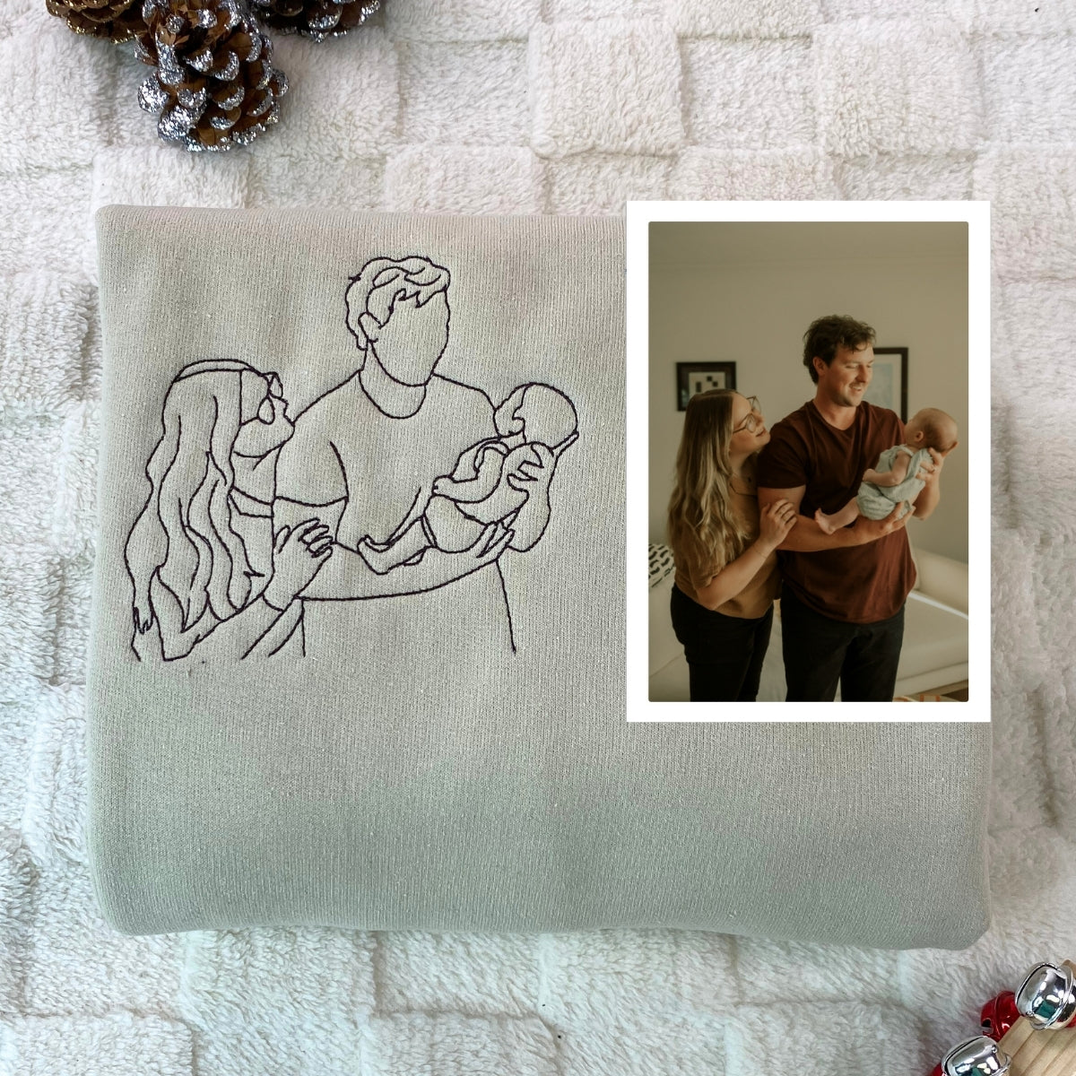 Wedding Photo Line Art Custom Embroidered Hoodie - Personalized Couple Anniversary Gift