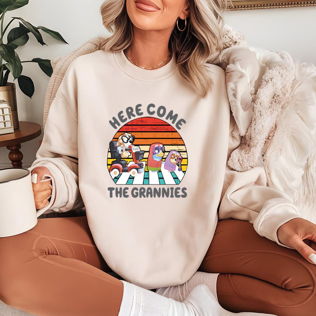 Here Come The Grannies Funny Dog and Friend Vintage 90s Retro Collector Edition Unisex Crewneck Shirt 