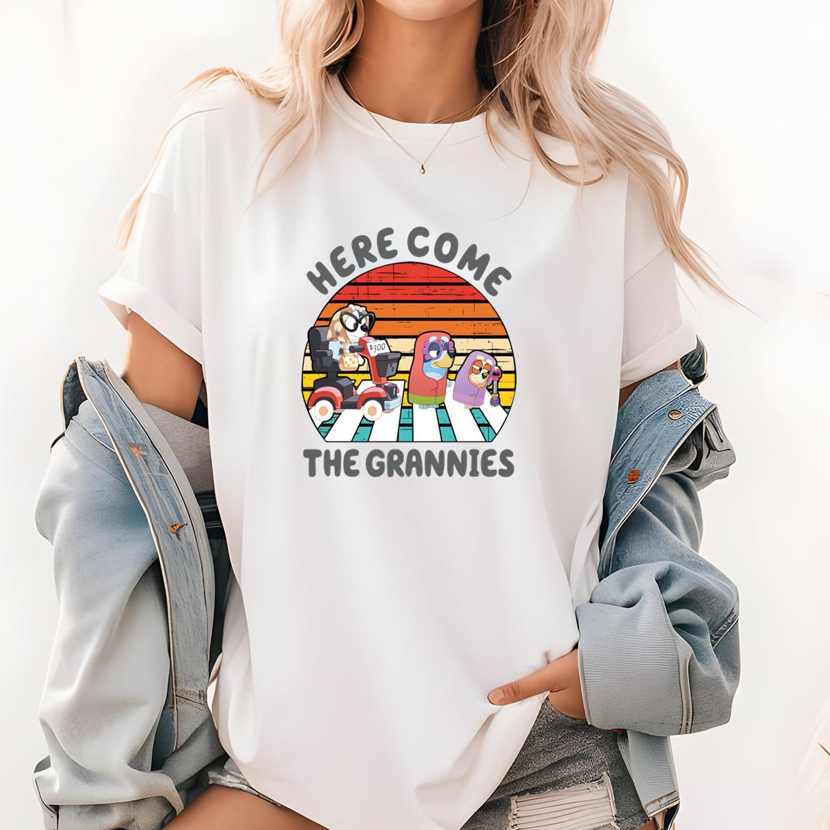 Here Come The Grannies Funny Dog and Friend Vintage 90s Retro Collector Edition Unisex Crewneck Shirt 