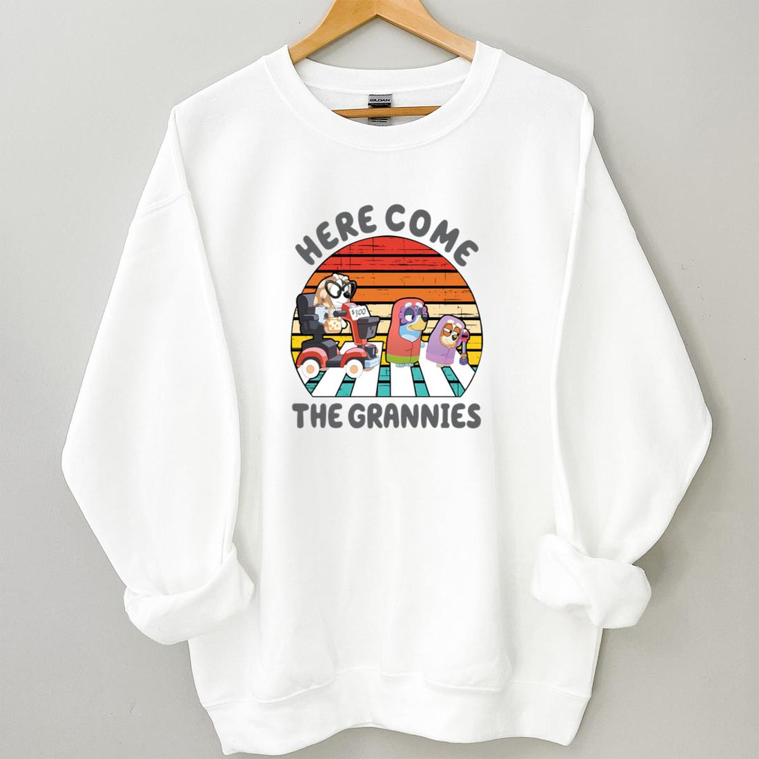 Here Come The Grannies Funny Dog and Friend Vintage 90s Retro Collector Edition Unisex Crewneck Shirt 