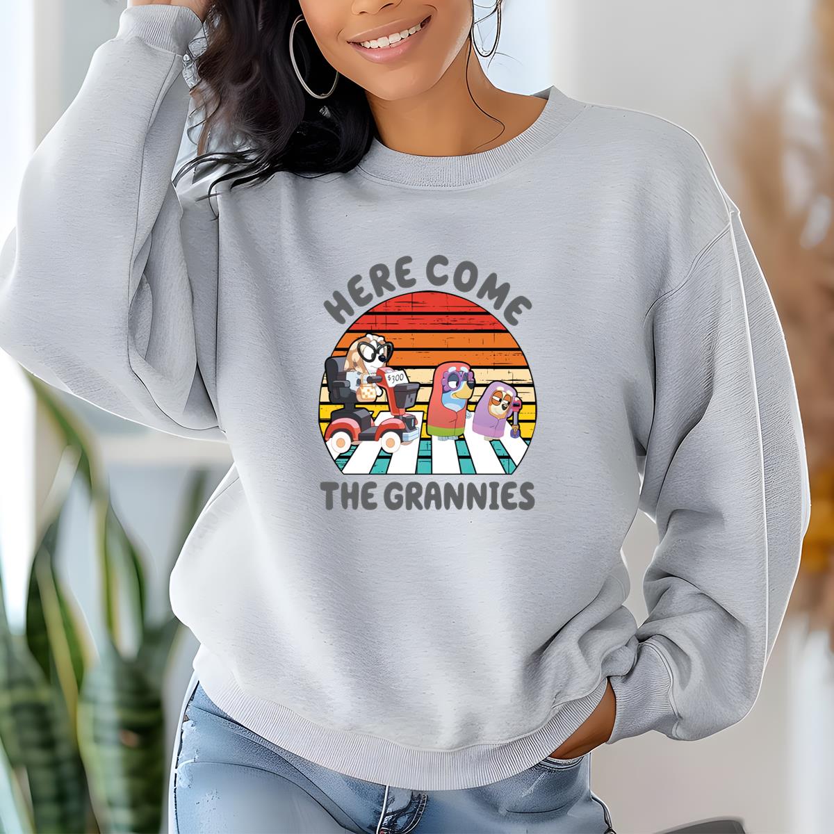 Here Come The Grannies Funny Dog and Friend Vintage 90s Retro Collector Edition Unisex Crewneck Shirt 
