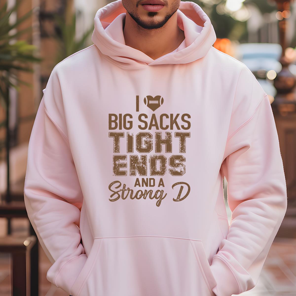 I Love Big Sacks Tight Ends And A Strong D Vintage 90s Funny Football Fan Relaxed Fit Printed in USA Unisex T-Shirt 