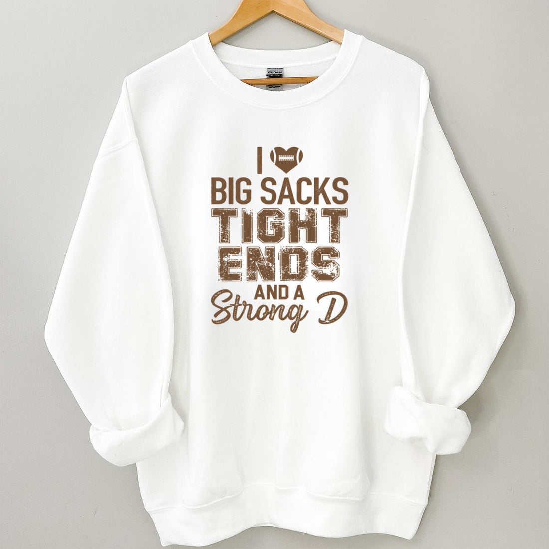 I Love Big Sacks Tight Ends And A Strong D Vintage 90s Funny Football Fan Relaxed Fit Printed in USA Unisex T-Shirt 