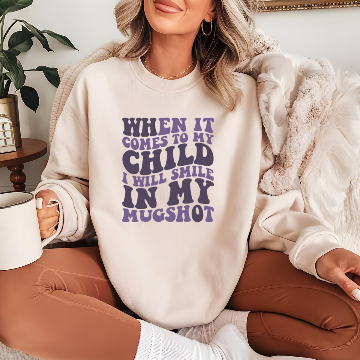 Sarcastic Mom Funny Mugshot Design Smile Sweatshirt Unisex 