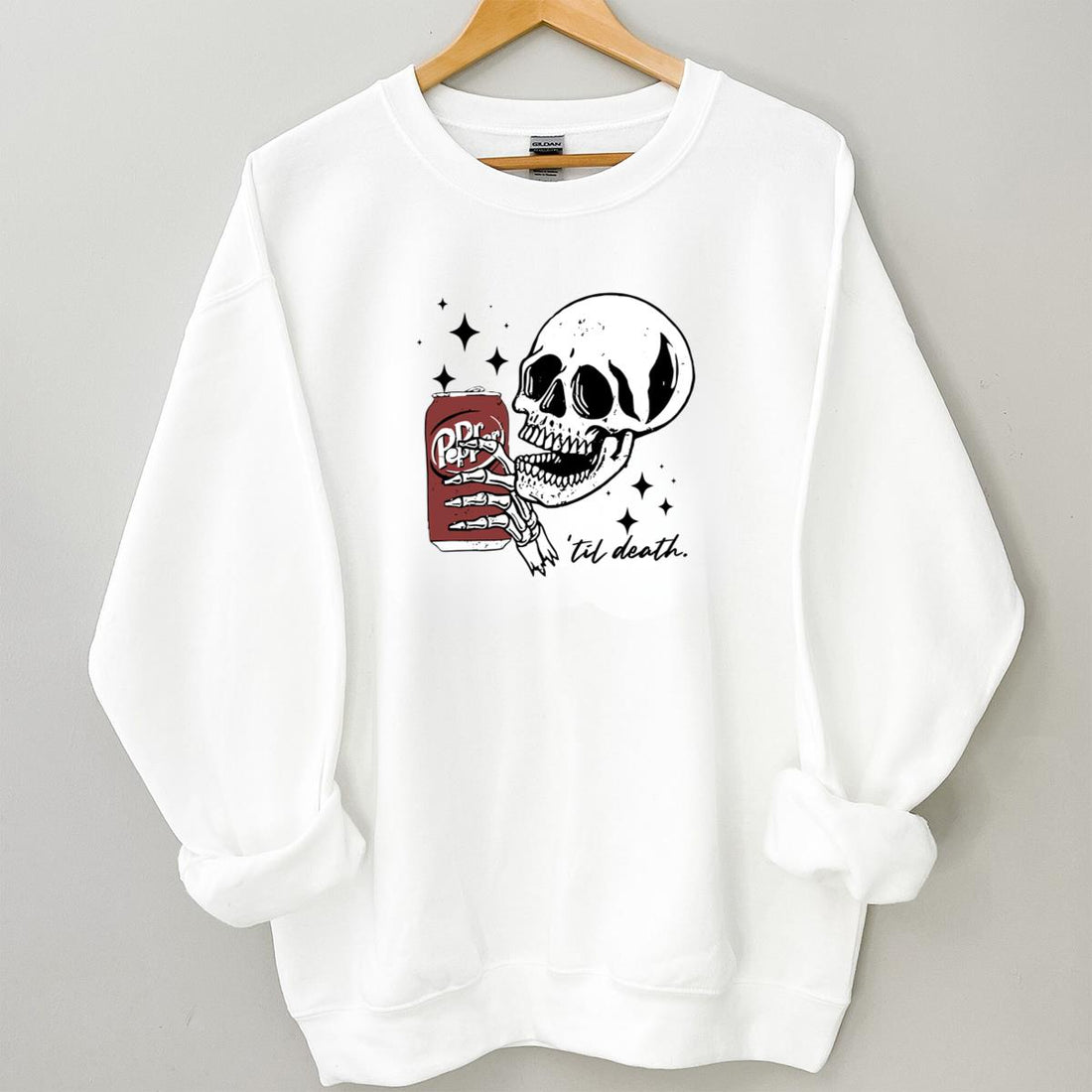 Till Death Dr. Pepper Vintage 2000s Halloween Skeleton Cute Unisex Sweatshirt 