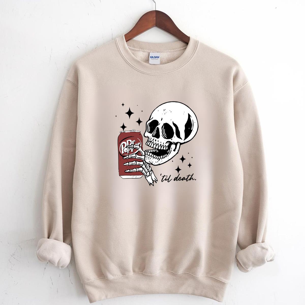 Till Death Dr. Pepper Vintage 2000s Halloween Skeleton Cute Unisex Sweatshirt 