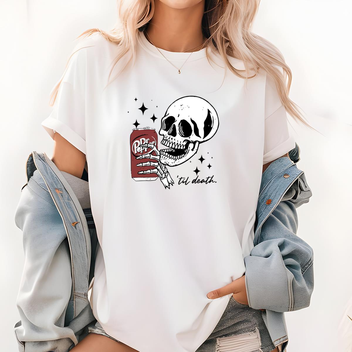 Till Death Dr. Pepper Vintage 2000s Halloween Skeleton Cute Unisex Sweatshirt 